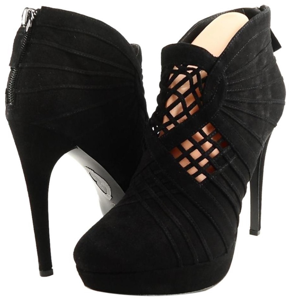 Elie Tahari Black Suede “Bria” Booties